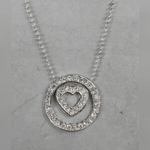 🌟3/$15 Silver Circle and Heart Rhinestone Necklace